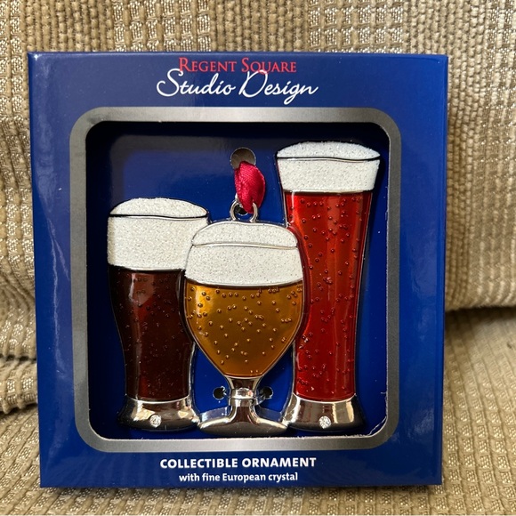 Regent Square Sparkly Beer Glasses Collectible Ornament Fine European Crystals - Picture 1 of 3